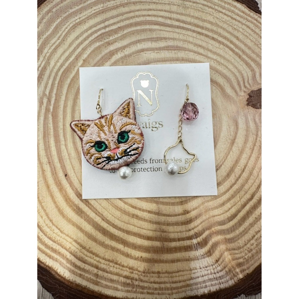 『VITA』【日製飾品｜日本職人手作貓咪刺繡不對稱耳環】-規格圖29