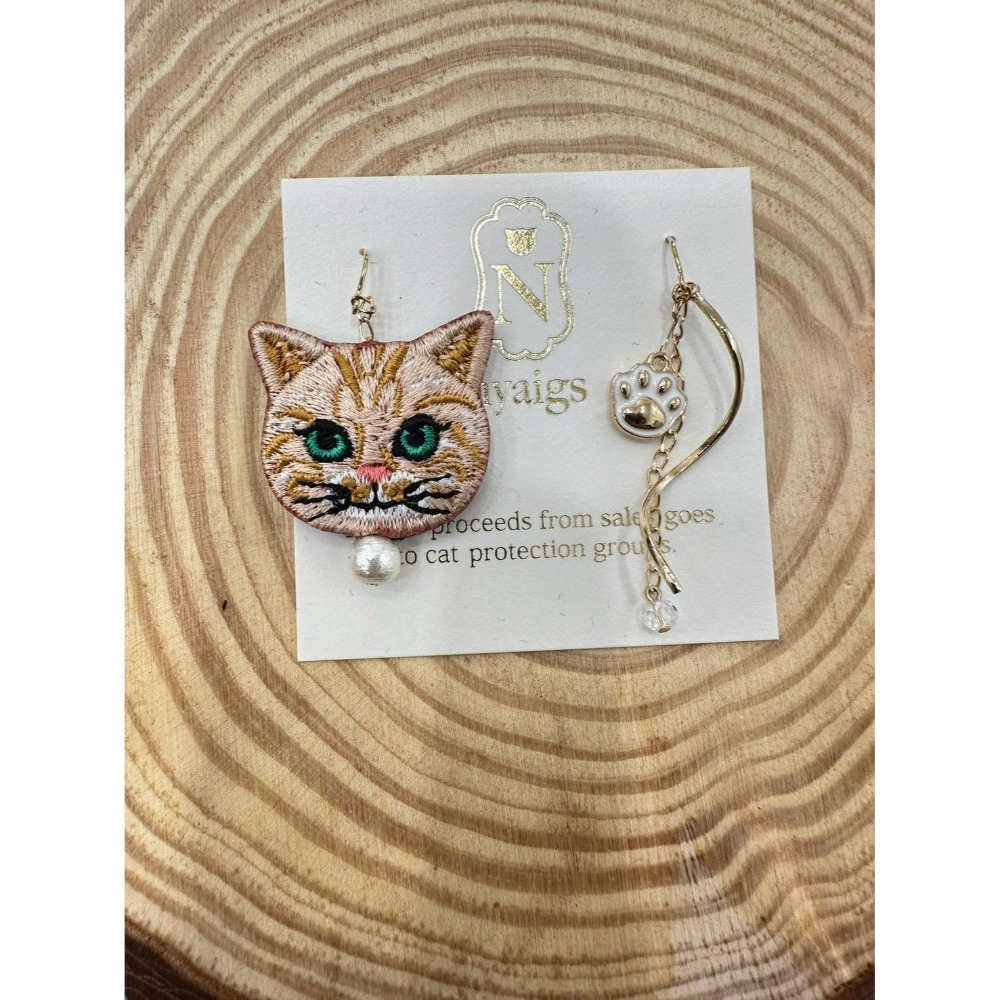 『VITA』【日製飾品｜日本職人手作貓咪刺繡不對稱耳環】-規格圖29