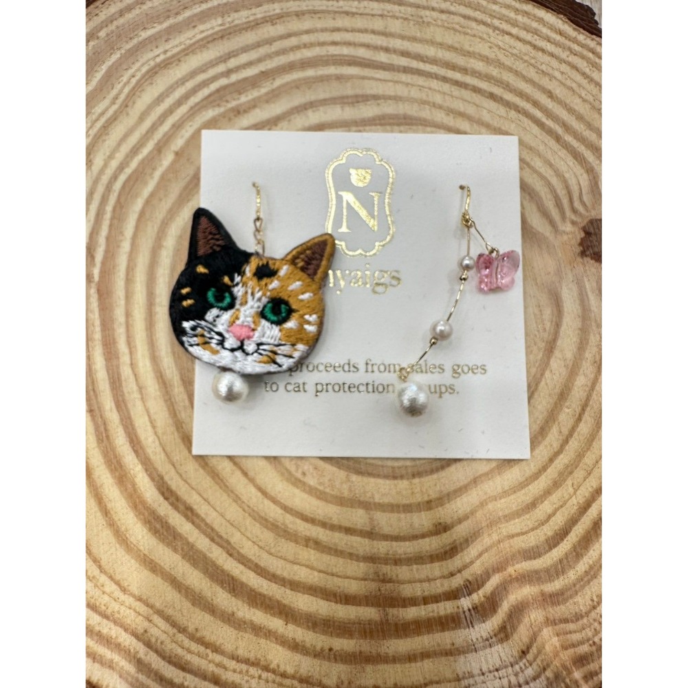 『VITA』【日製飾品｜日本職人手作貓咪刺繡不對稱耳環】-規格圖29