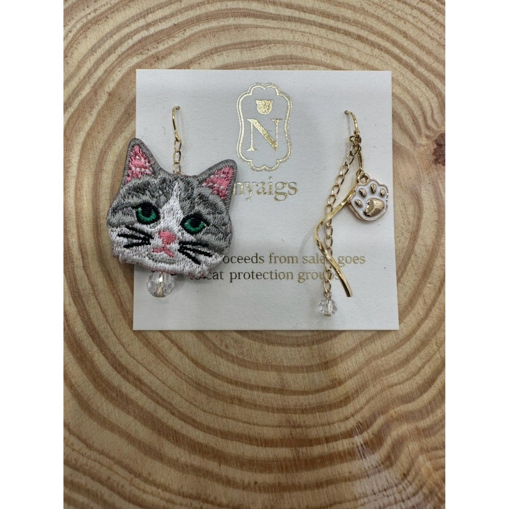 『VITA』【日製飾品｜日本職人手作貓咪刺繡不對稱耳環】-規格圖29