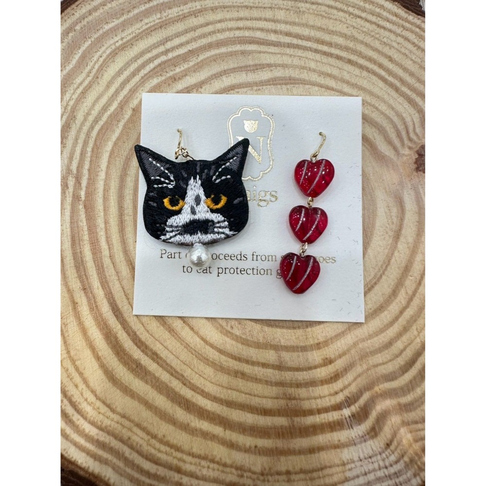 『VITA』【日製飾品｜日本職人手作貓咪刺繡不對稱耳環】-規格圖29