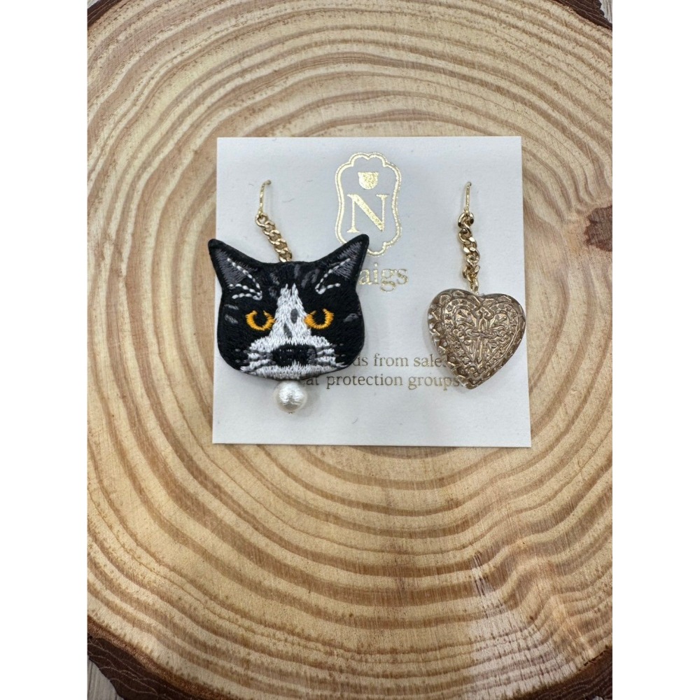 『VITA』【日製飾品｜日本職人手作貓咪刺繡不對稱耳環】-規格圖29