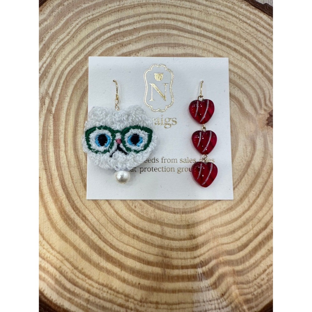 『VITA』【日製飾品｜日本職人手作貓咪刺繡不對稱耳環】-規格圖29