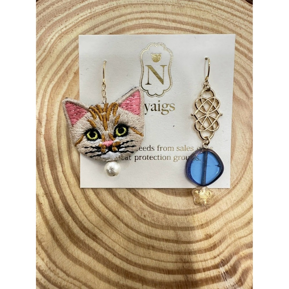 『VITA』【日製飾品｜日本職人手作貓咪刺繡不對稱耳環】-規格圖29