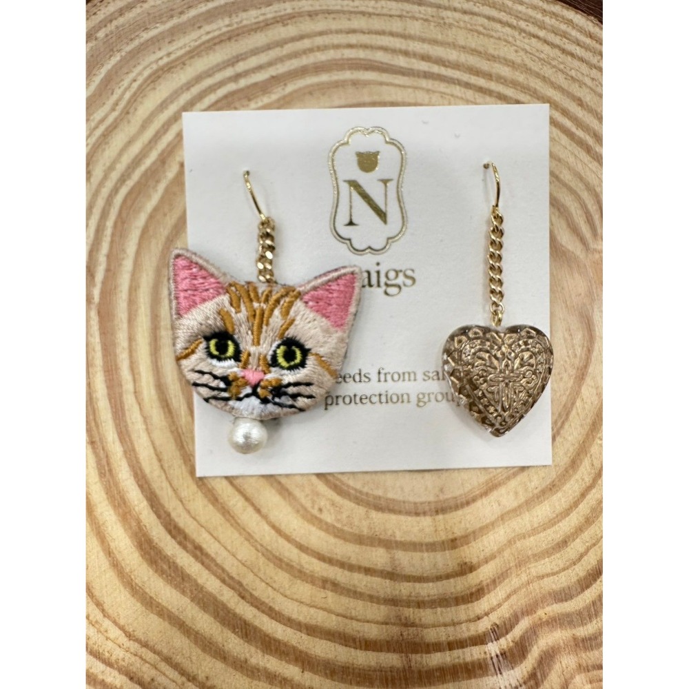 『VITA』【日製飾品｜日本職人手作貓咪刺繡不對稱耳環】-規格圖29