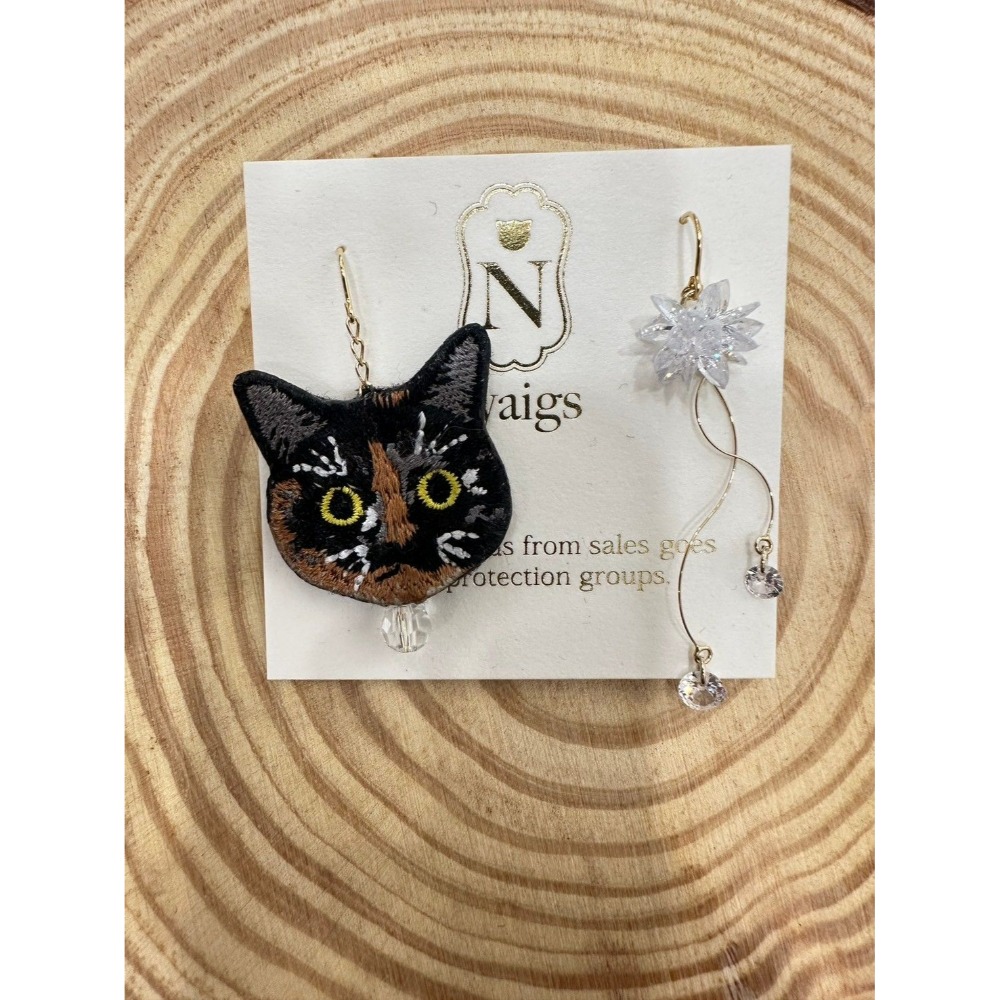 『VITA』【日製飾品｜日本職人手作貓咪刺繡不對稱耳環】-規格圖29