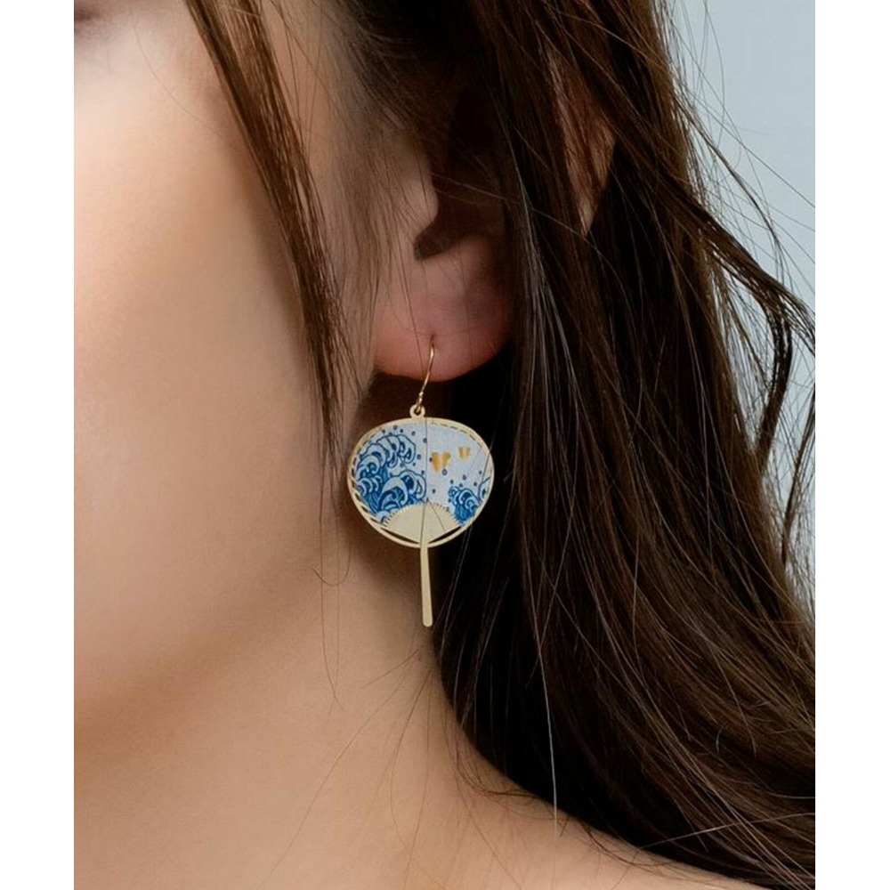 『VITA』【日製飾品｜和風扇子耳勾耳環】-細節圖2