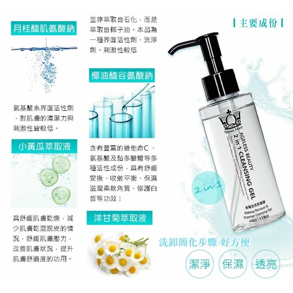 QueenMary 瑪麗皇后 美魔女卸妝凝膠 - 溫和清潔，煥發光彩 | 清潔與保濕二合一 | 3瓶優惠價999元-細節圖9