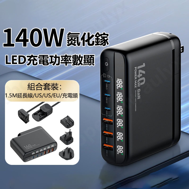 LDNIO 氮化鎵 快充 140W PD 充電器 TYPE C 旅行組充電器 手機平板筆電PD+QC充電GaN-細節圖2