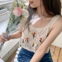 💐韓版復古小花朵度假風針織鉤花鏤空吊帶背心💐 復古簡單利落針織馬甲 無袖外穿設計風格馬夾 原創設計感針織最愛質感穿搭-規格圖11