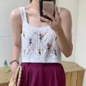 💐韓版復古小花朵度假風針織鉤花鏤空吊帶背心💐 復古簡單利落針織馬甲 無袖外穿設計風格馬夾 原創設計感針織最愛質感穿搭-規格圖11