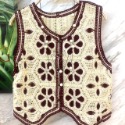 風車轉轉花刺繡鈎花短版背心針織馬甲 短版背心 新款刺繡手鉤花復古女設計感小眾顯瘦百搭小外套 日系小背心 外搭短款背心-規格圖11