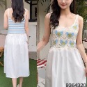 中拼接馬甲花朵背心娃娃公主洋裝👗純色鏤空拼接中長款高腰吊帶連衣裙 愛心手鉤花民俗風波西米亞風洋裝 純色鏤空拚接中長洋-規格圖11