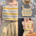 土耳其彩色條紋背心鏤空民族風上衣短版小個子時尚夏季新款顯瘦鎖骨外穿背心 彩色超文青的日系針織背心 復古簡單利落針織馬甲-規格圖11