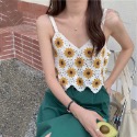 🌻法式復古針織鉤花向日葵刺繡細吊帶小背心🌻 🌼 🌼活力向日葵花朵柔織針織背心🌼 🌼-規格圖11