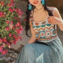💐波希米亞民族風針織鉤花刺繡鏤空小背心💐 很漂亮的圖騰花編織圖案 很適合渡假穿搭 豐富熱情的顏色搭配穿著整個心情都變好了-規格圖11