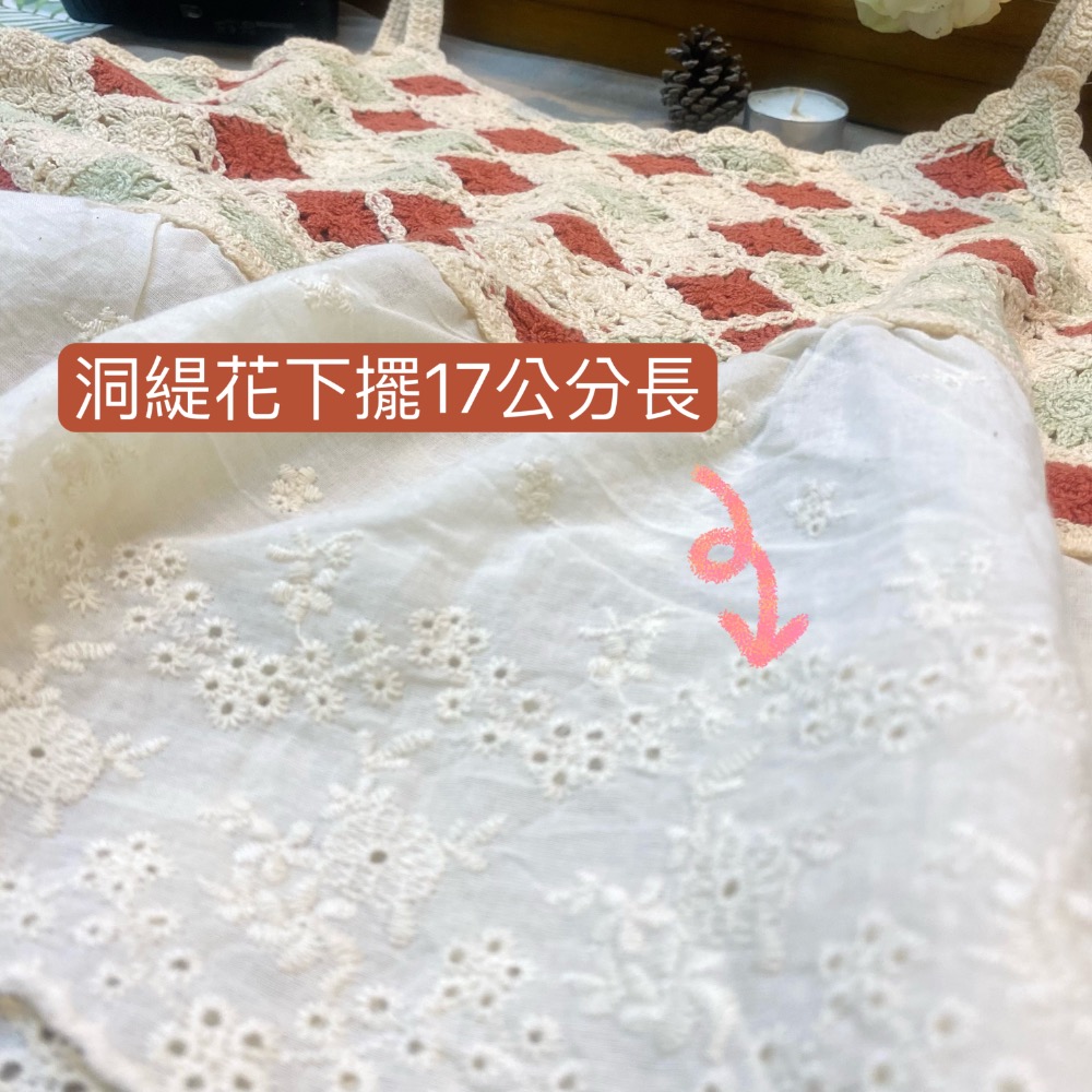 🧶加大碼🧶橙橘活力配色紋鉤織花度假吊帶刺繡鈎花短版背心 日系單品/花花棉線鉤針背心 Ivy 韓式女式鉤針針織緹花娃娃背心-細節圖7