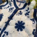日系單品/花花棉線鉤針背心 Ivy 韓式女式鉤針針織短款上衣背心復古花卉刺繡無袖針織馬甲純棉百搭小外套背心刺繡鈎花短版背-規格圖11