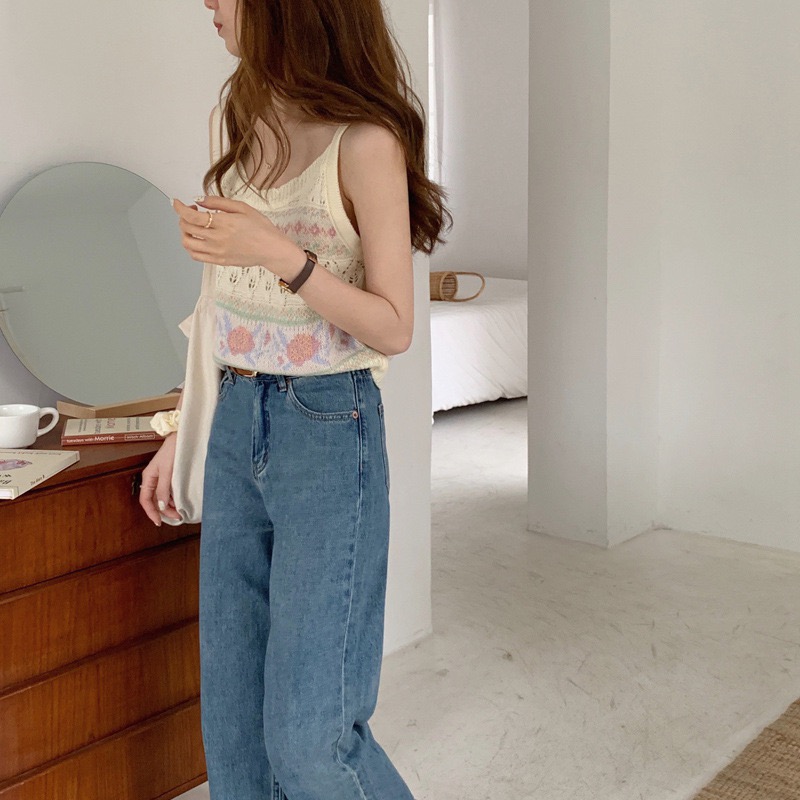 奶油針織背心 網拍熱賣 溫柔小清新花花刺繡針織背心💕奶油針織毛線🧶背心 衣服觸感非常柔軟 奶油般絲滑的手感 顯瘦無袖背心-細節圖8