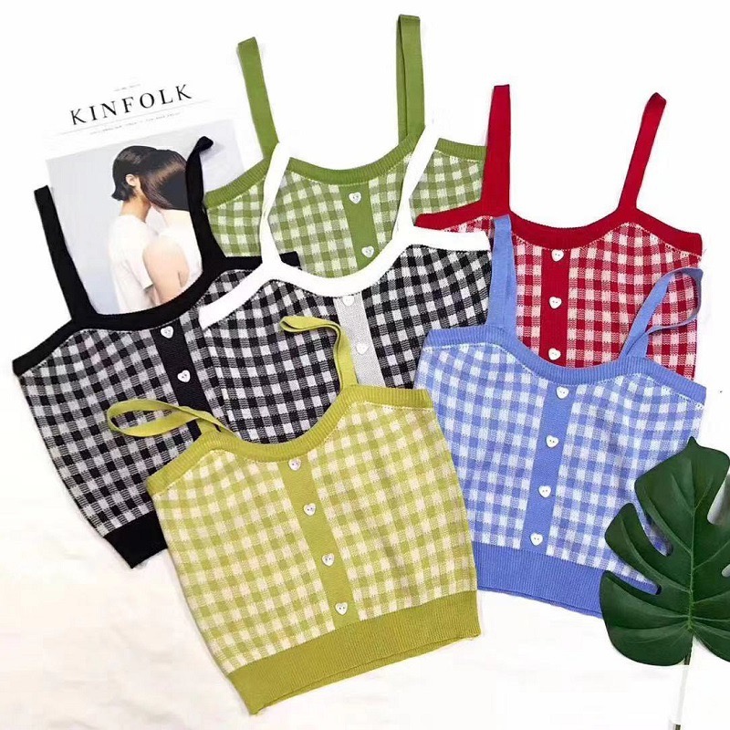 💐闆娘超愛浪漫系列背心🌺設計感韓風愛心鈕扣格子針織背心 愛心釦子針織浪漫療癒彩格外穿短款寬鬆馬夾上衣超可愛的日系勾織背心-細節圖3