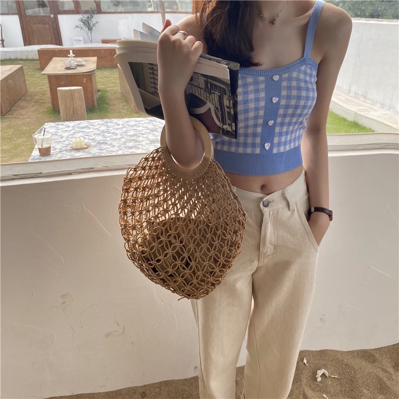 💐闆娘超愛浪漫系列背心🌺設計感韓風愛心鈕扣格子針織背心 愛心釦子針織浪漫療癒彩格外穿短款寬鬆馬夾上衣超可愛的日系勾織背心-細節圖10