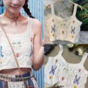 ￼💐韓版復古小花朵度假風針織鉤花鏤空吊帶背心💐 復古簡單利落針織馬甲 無袖外穿設計風格馬夾 原創設計感針織最愛質感穿搭-規格圖10