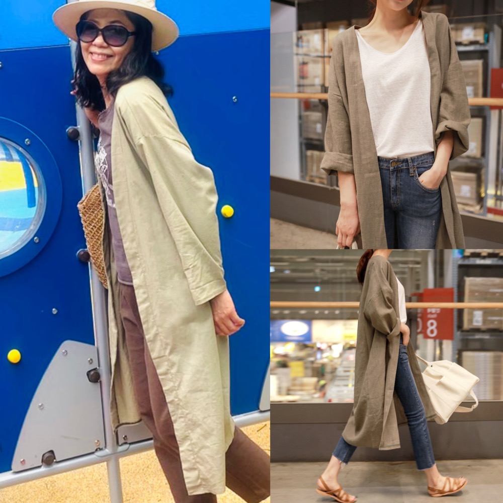 ￼（時尚單品上裝）🪴韓版寬鬆棉麻開衫長款過膝很仙的外套🪴 時尚遮陽防曬長版顯瘦長外套 衣櫥必備單品長版顯仙女漂漂氣質外套-細節圖8