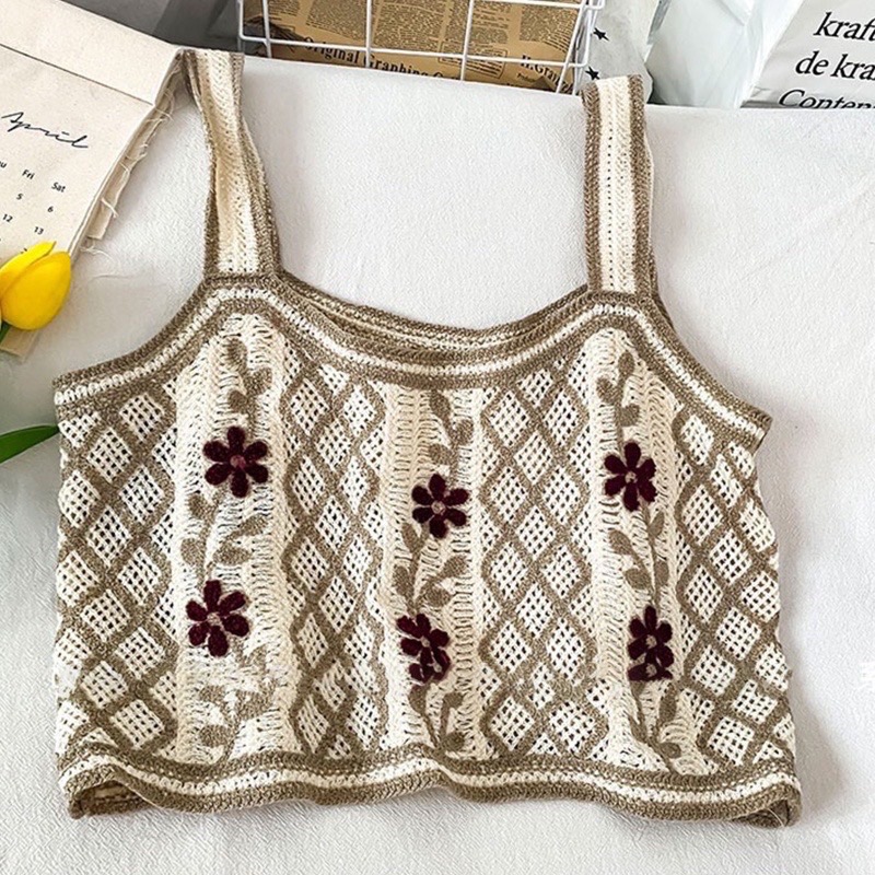 ￼（時尚單品手勾背心）（✅️加大版✅️）🌸🔷️復古鉤花立體花朵刺繡針織背心🔷️🌸-細節圖10