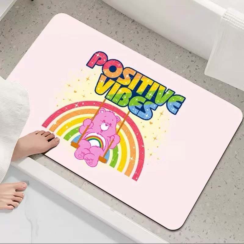 🌟現貨🌈carebears彩虹熊防滑地墊 硅藻泥吸水地墊 可愛地墊-細節圖2