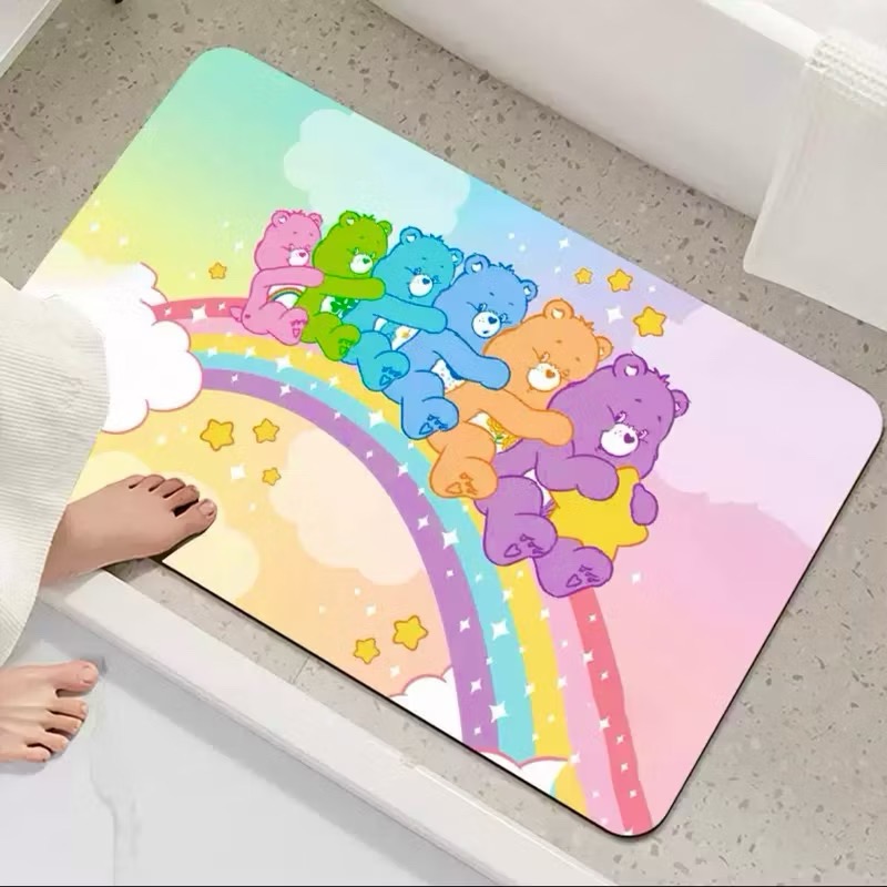 🌟現貨🌈carebears彩虹熊防滑地墊 硅藻泥吸水地墊 可愛地墊-規格圖6