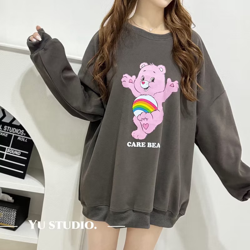 🌟現貨🌈carebears彩虹熊大學T 泡泡袖落肩上衣（3色）寬鬆大版 衛衣棉長-規格圖7