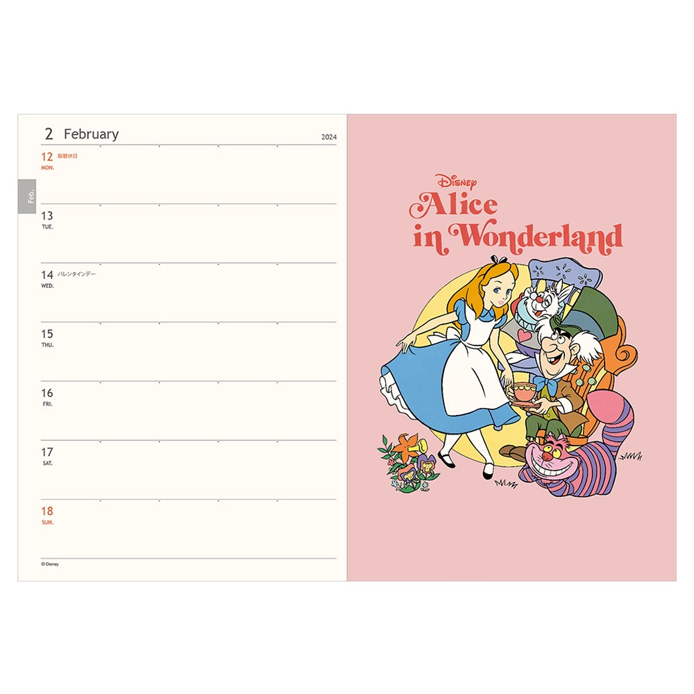 迪士尼DISNEY《現貨》經典愛麗絲 2024行事曆/日誌本/手帳 B6週計畫～日本製～心心小舖-細節圖4