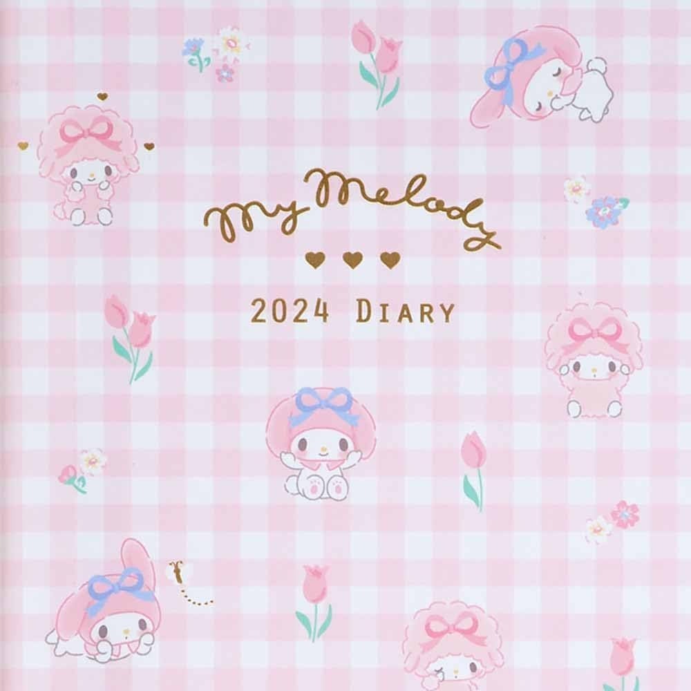 三麗鷗SANRIO《現貨》Kitty凱蒂貓 My melod 美樂蒂 2024行事曆/日誌本/手帳B6週計劃～日本製~心-細節圖5