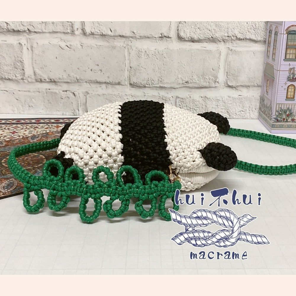 熊貓包手工編繩macrame-細節圖3