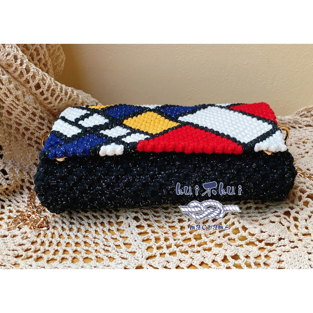 油畫風的macrame指編包-細節圖2