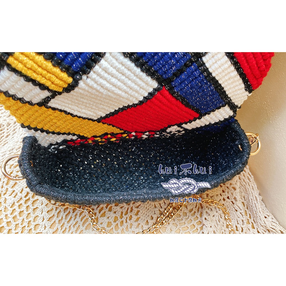 油畫風的macrame指編包-細節圖4