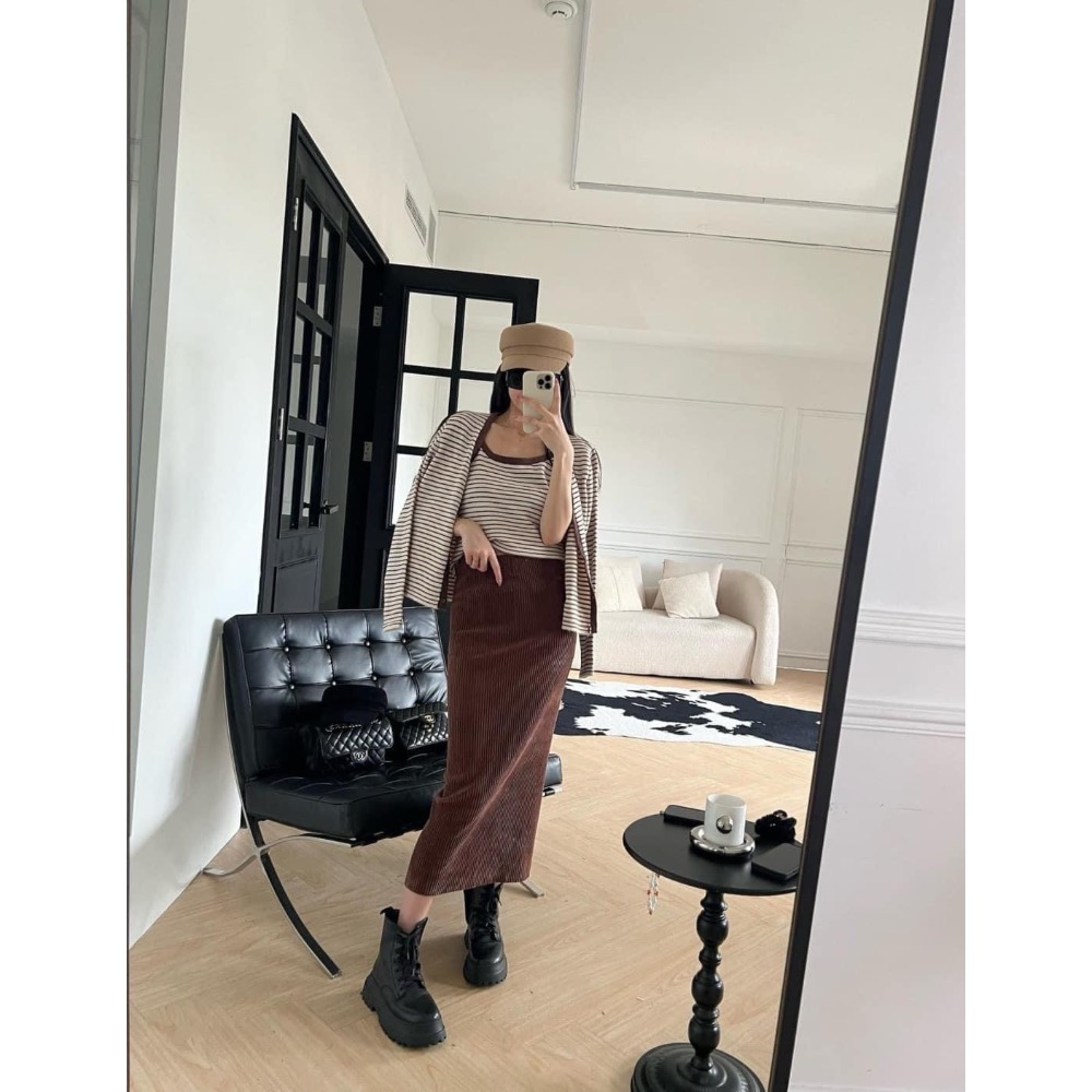 Cozy . 正韓🇰🇷🇰🇷燈芯絨長裙-細節圖8