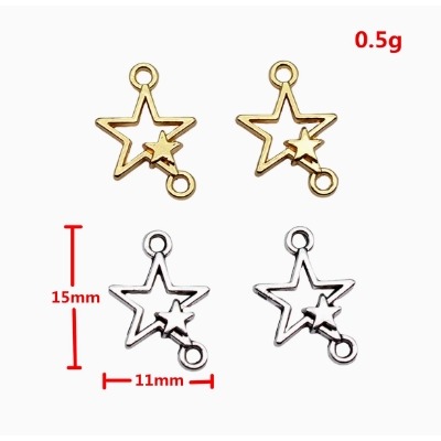 古銀色-五角星吊飾配件材料-10個裝-細節圖2
