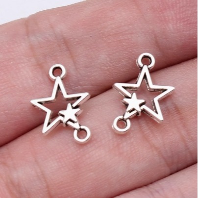 古銀色-五角星吊飾配件材料-10個裝-規格圖2