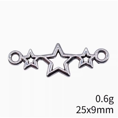 古銀色鋅合金五角星連接件吊墜-10個裝-細節圖2