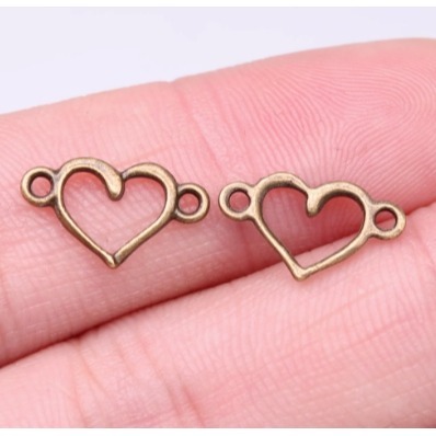 古青銅色-DIY飾品配件鏤空愛心連接件-10個裝-規格圖2