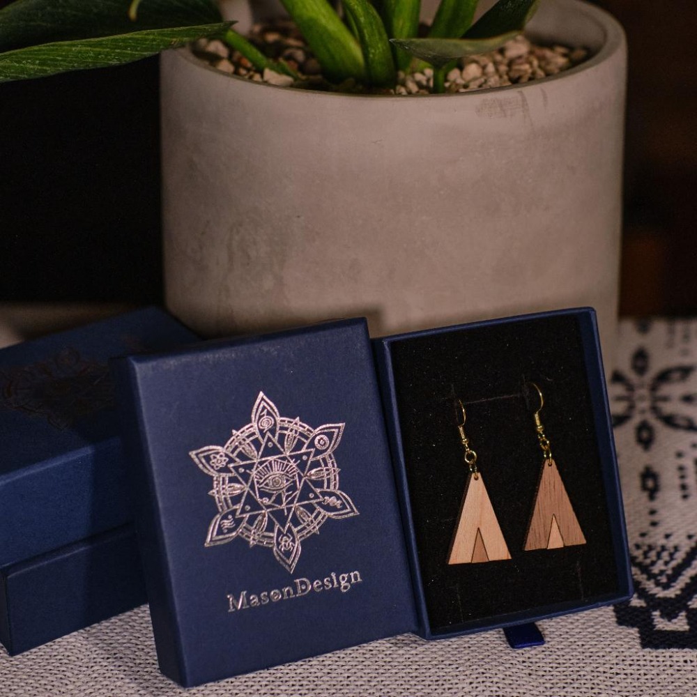 梅森設計[手作]埃及文|給|-實木耳環-細節圖2
