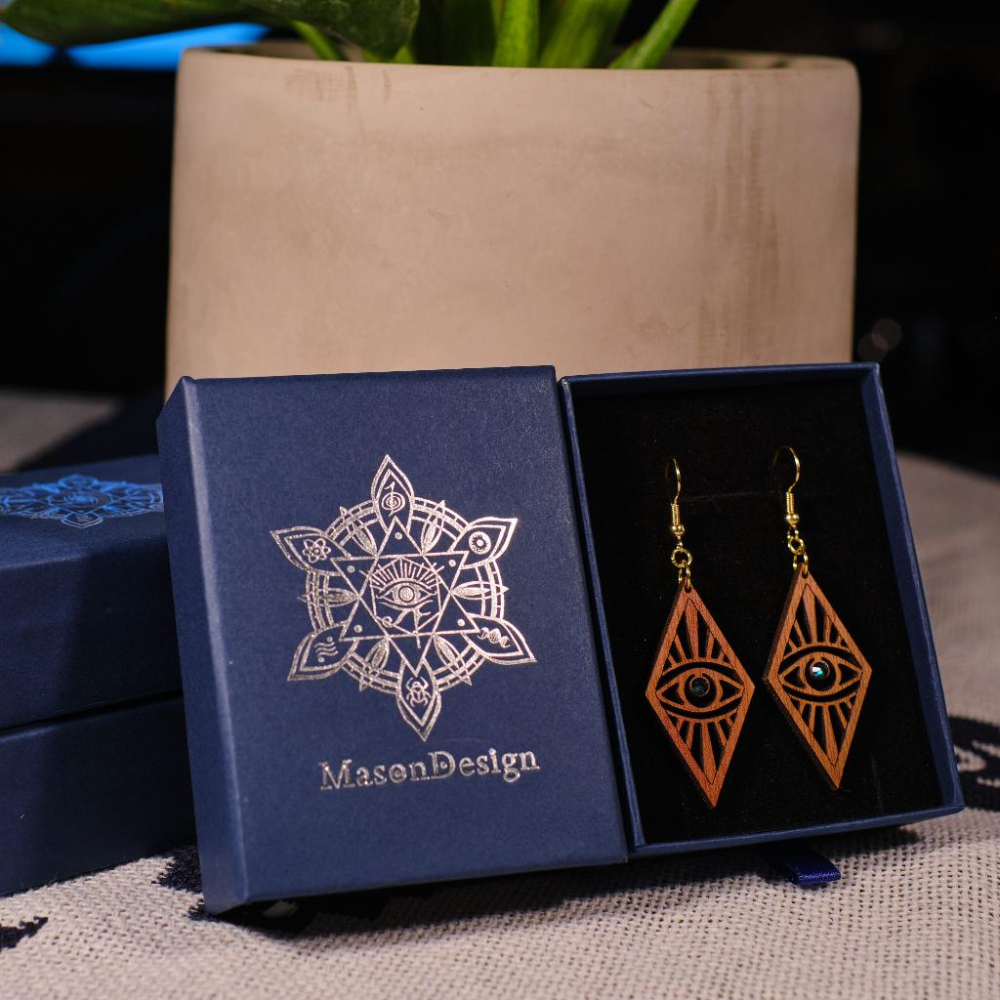 梅森設計[手作]光明之眼-實木耳環-細節圖2