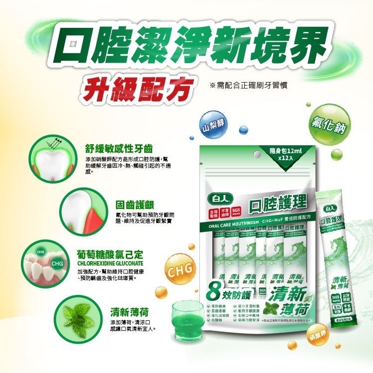 【白人】蜂膠｜清新｜薄荷｜隨身包漱口水12ml*12入-細節圖5