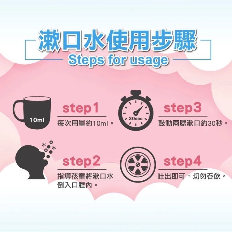 【T.KI】無酒精成份兒童漱口水420mlX*1（青蘋果、草莓口味）-細節圖3