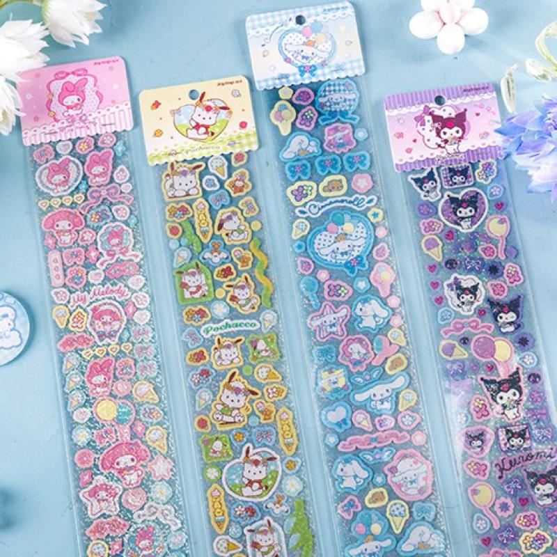 【台灣現貨🎁J&E比選物店】 正版 三麗鷗 手帳貼 裝飾貼紙 貼紙 花花萬物 長條貼紙 庫洛米 美樂蒂 大耳狗-細節圖2