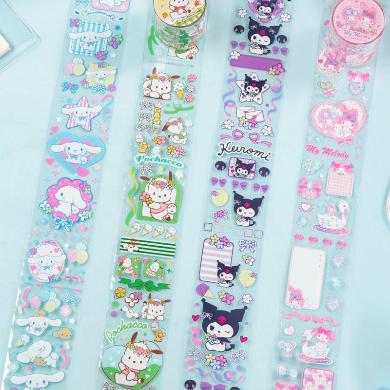 【台灣現貨🎁J&E比選物店】正版 三麗鷗 PET材質 膠帶 花花萬物 自行裁切 庫洛米 大耳狗 帕恰狗 美樂蒂-細節圖3