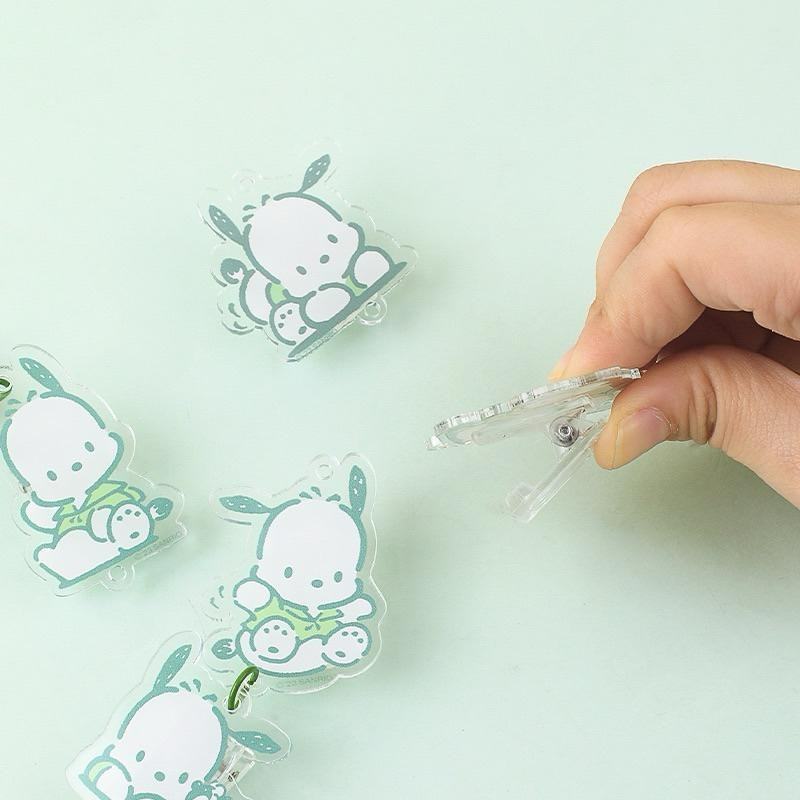 【台灣現貨🎁J&E比選物店】正版 三麗鷗 帕恰狗 壓克力 夾子 掛飾 掛鉤 金屬鑰匙扣 夾力強勁 文具 掛鏈裝飾-細節圖4