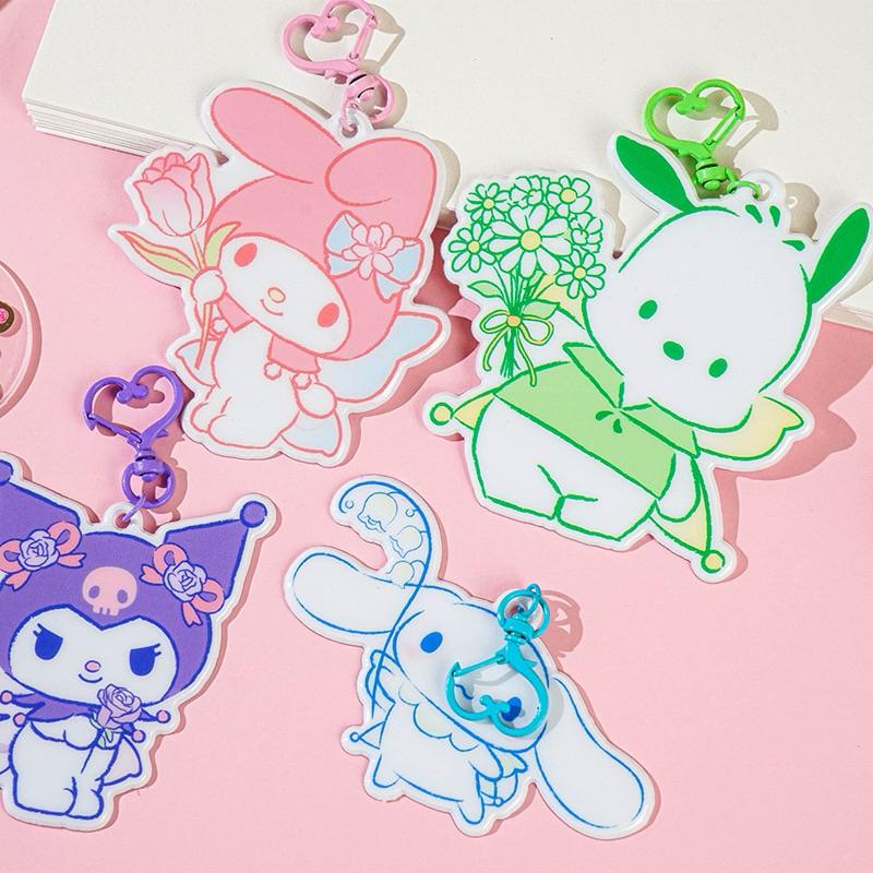 【台灣現貨🎁J&E比選物店】 正版 三麗鷗 掛件 手帳貼 裝飾貼紙 貼紙 魔法花園 庫洛米 大耳狗 吊飾-細節圖3