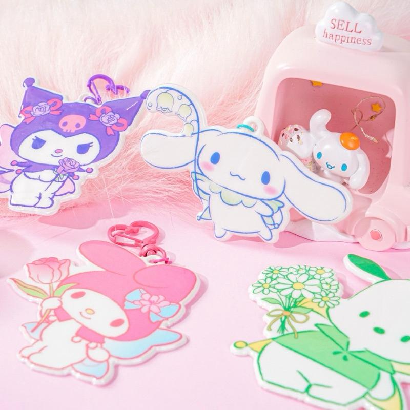 【台灣現貨🎁J&E比選物店】 正版 三麗鷗 掛件 手帳貼 裝飾貼紙 貼紙 魔法花園 庫洛米 大耳狗 吊飾-細節圖4